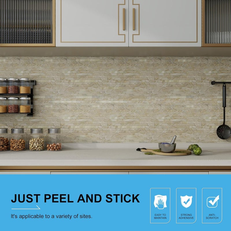 V-MOZZA Peel and Stick Backsplash, 20-Sheet Peel and Stick Tiles 12.1" x 5.9" Stick on Backsplash PVC Wall Tile for Kitchen Fireplace - Image 2